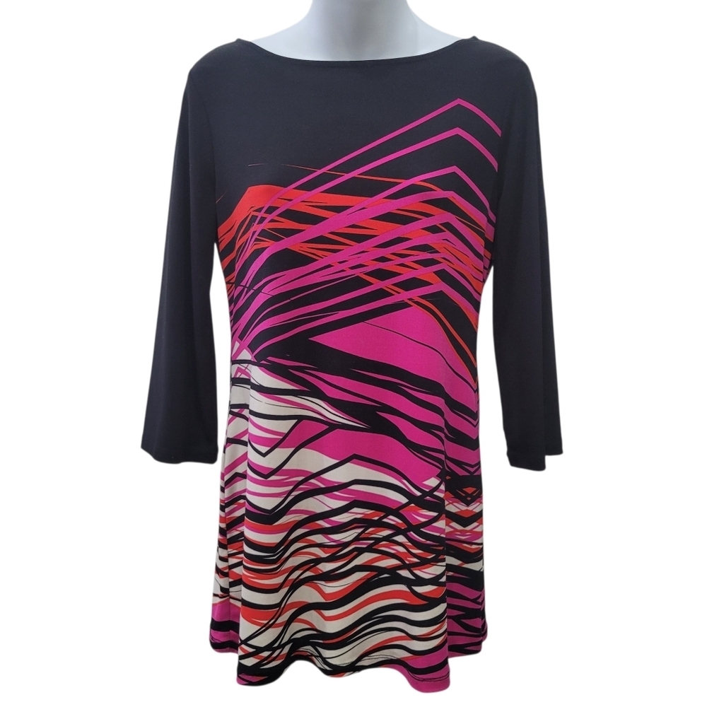 2/$20 Style & Co Petite Black & Pink Top Blouse Size: Small